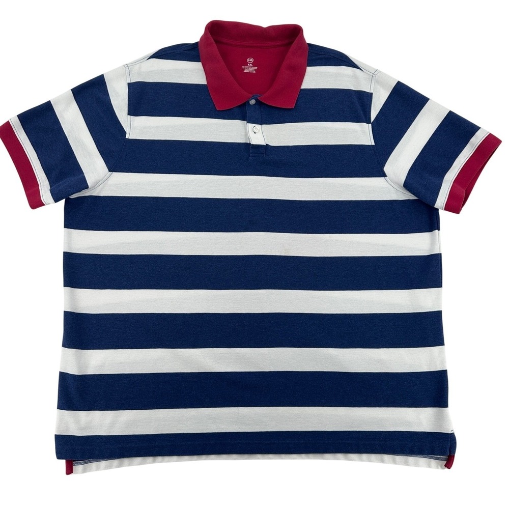 HB Striped Polo Shirt Short Sleeve Red White Blue Golf Casual Big Mens  Size 4XL